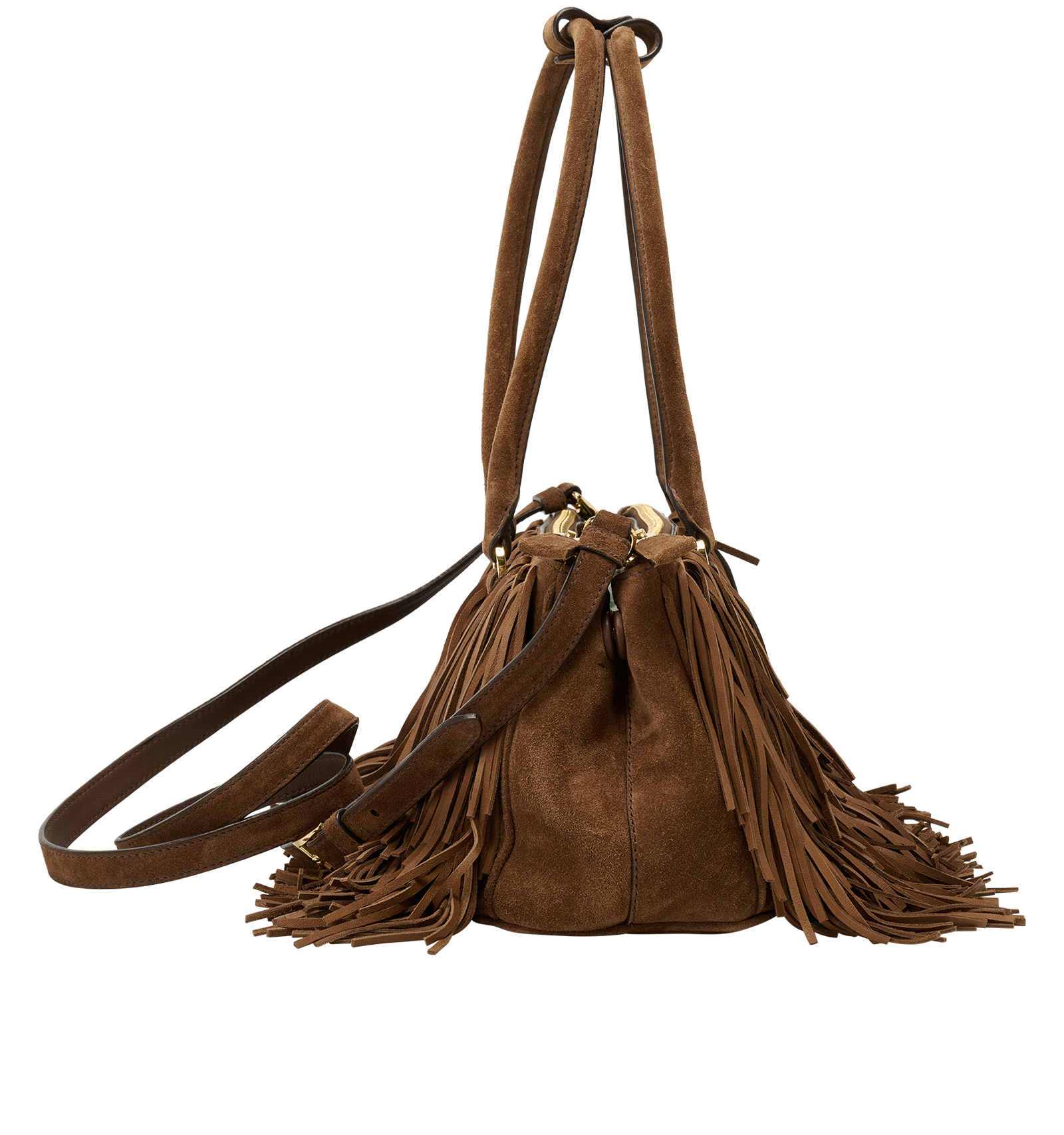 Medium Galleria With Fringe, &pound;3,100, Handbags, Brown, Suede, Side view